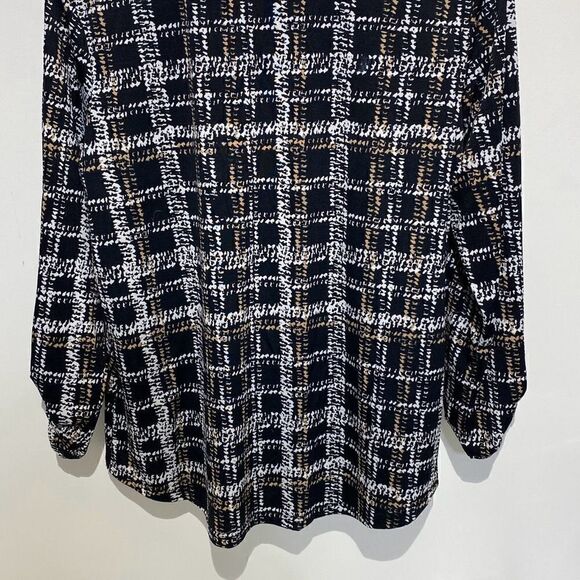 Blue Mood Women's Multicolor Plaid Split Neckline Button Up Shirt Size XL - Picture 8 of 9